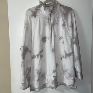 PINK gray and white marble quarter zip